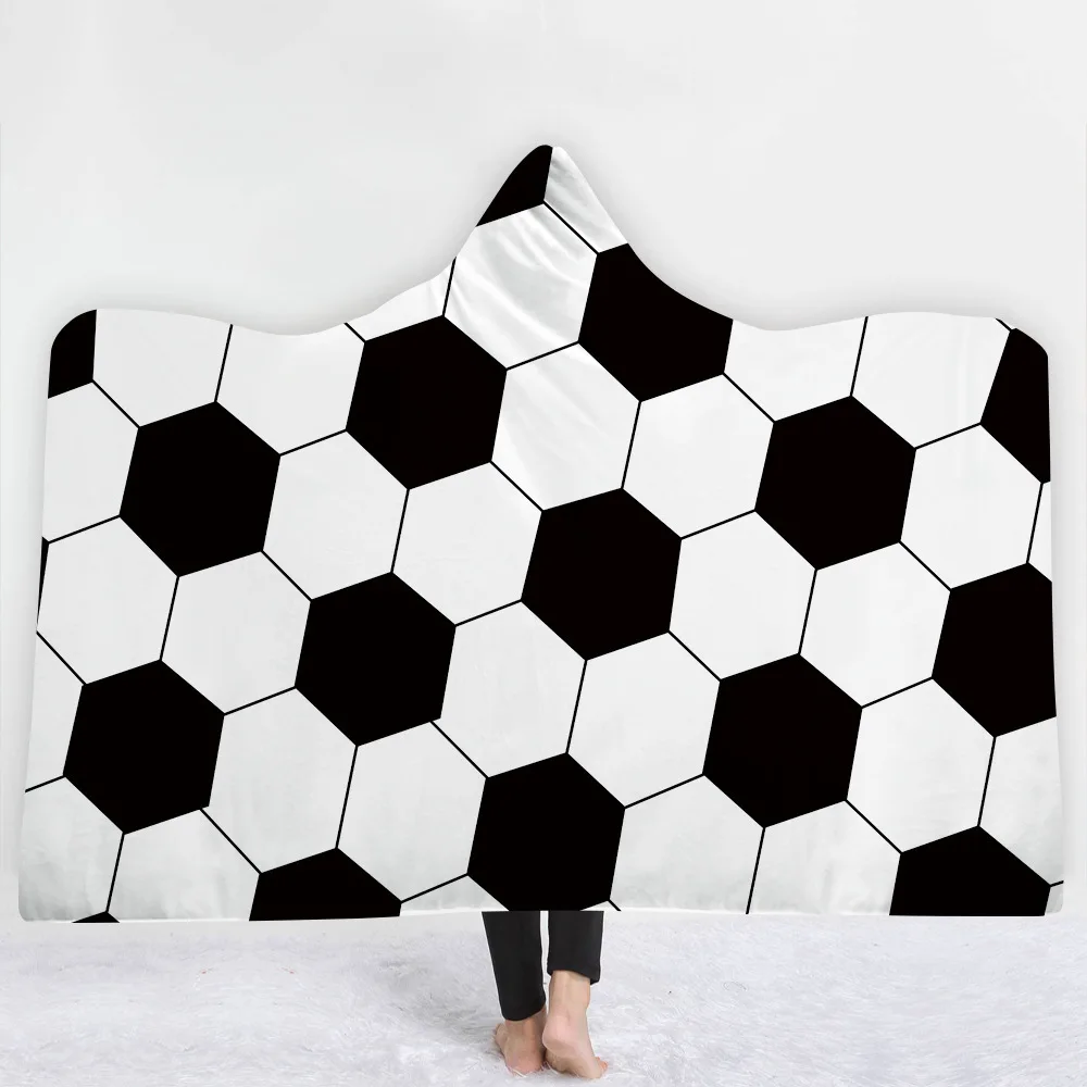 

Football Basketball Print Lazy Cloak Cape Blanket Cape Throws for Adults Kids Soft Fleece Hooded Blanket Sherpa Wearable Blanket