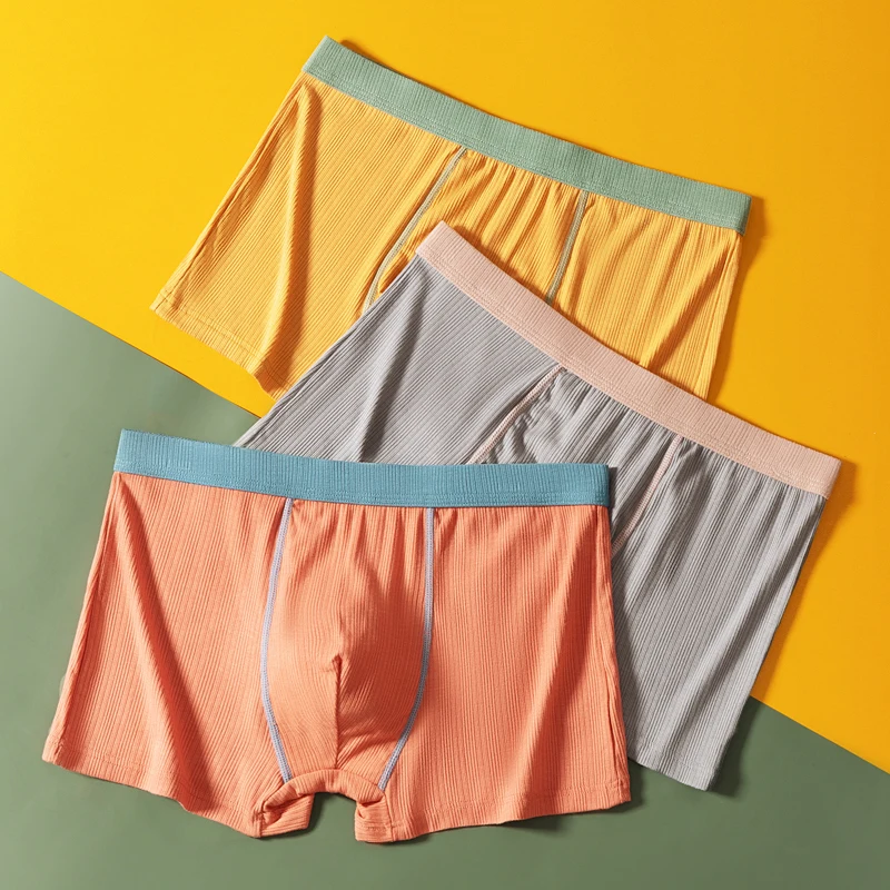 Мужские шорты-боксеры из модала со средней талией молодежные однотонные мягкие
