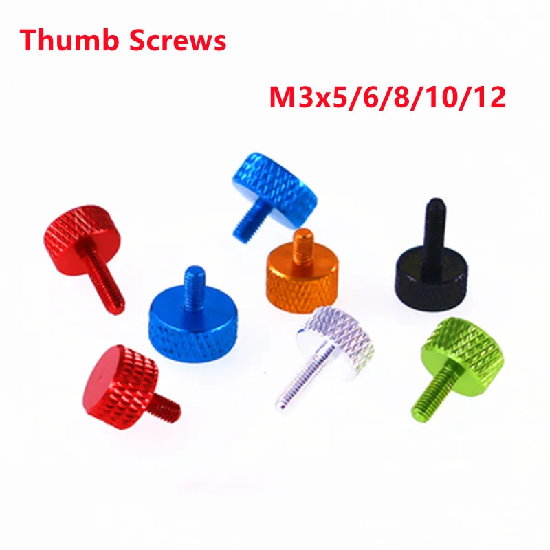 

10pcs Thumb Screw M3X5/6/8/10/12 Knurled Flat Head Colourful Aluminum Hand Tighten Computer Case DIY Hard Disk Graphics Card
