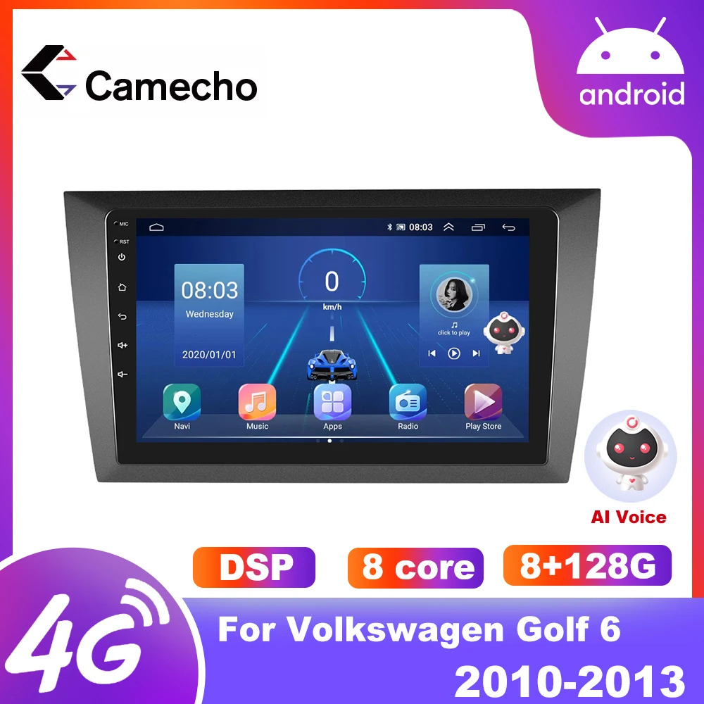 

Camecho 8G 128G Carplay Android Car Multimedia Player Radio For Volkswagen Golf 6 2008 - 2016 Auto Video DSP GPS Navigation