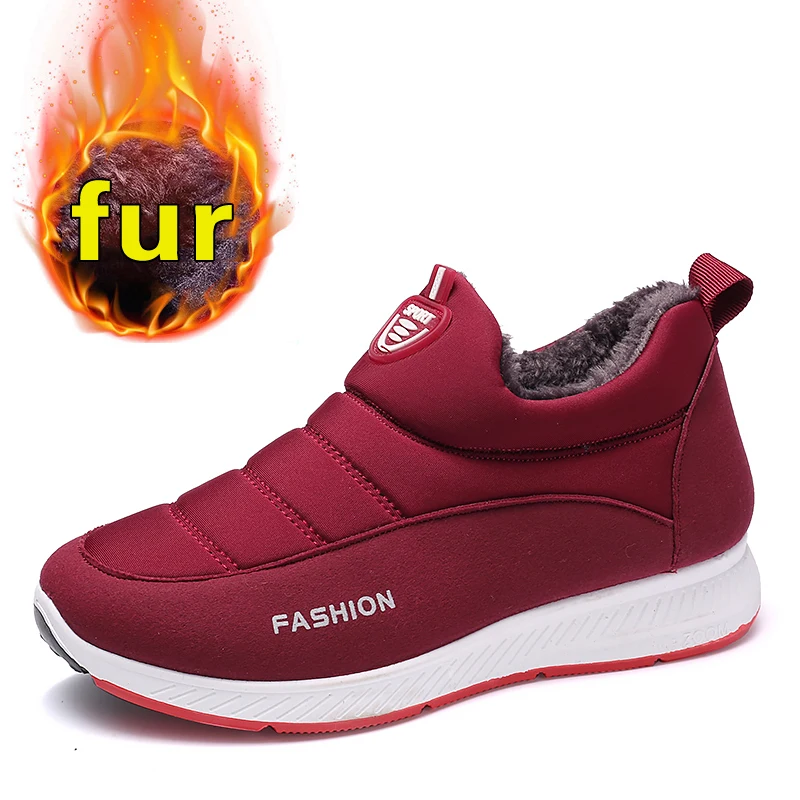 

2021 Winter Snow Boots Women Shoes Warm Plush Fur Ankle Boots Winter Female Slip on Flat Casual Shoes Waterproof Women Sneakers