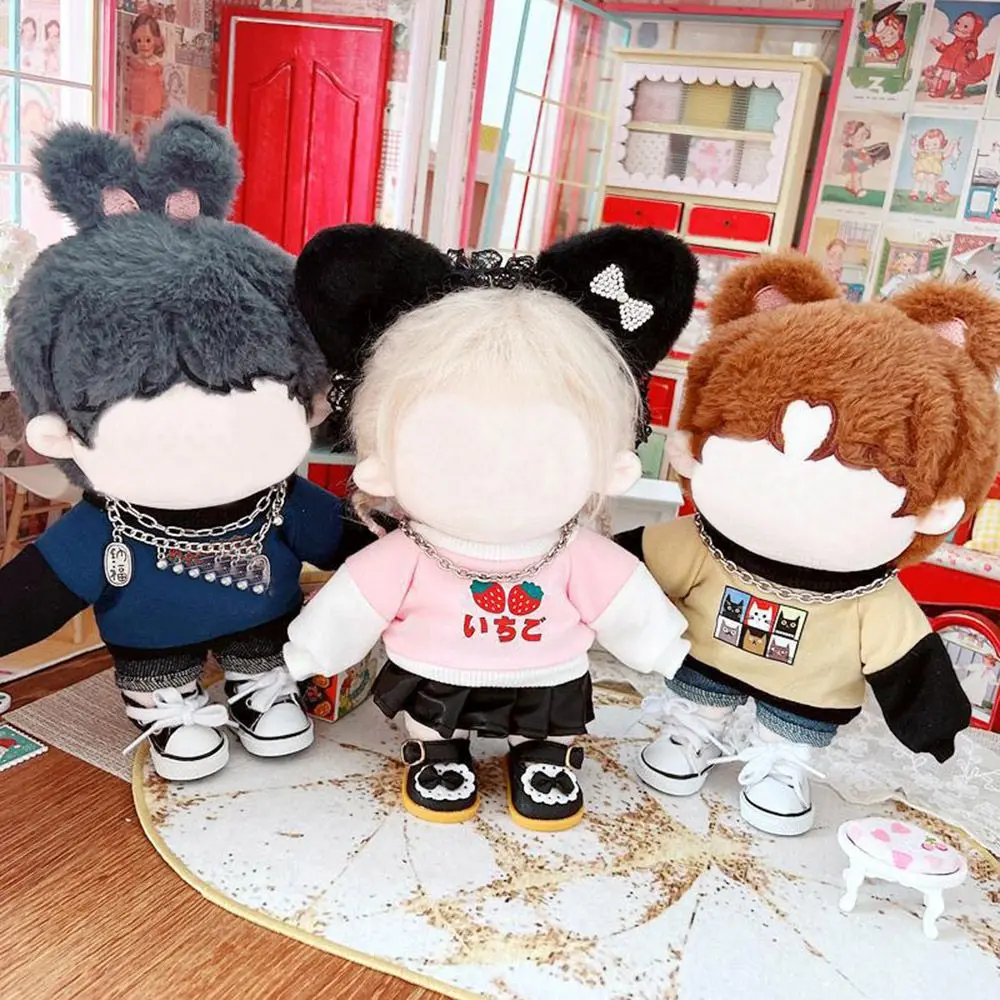 

2022 DIY Handmade Cartoon Long Sleeve Sweater T-shirt Swing Sleeve Sweater Doll Clothes Match Accessories For 20CM Doll