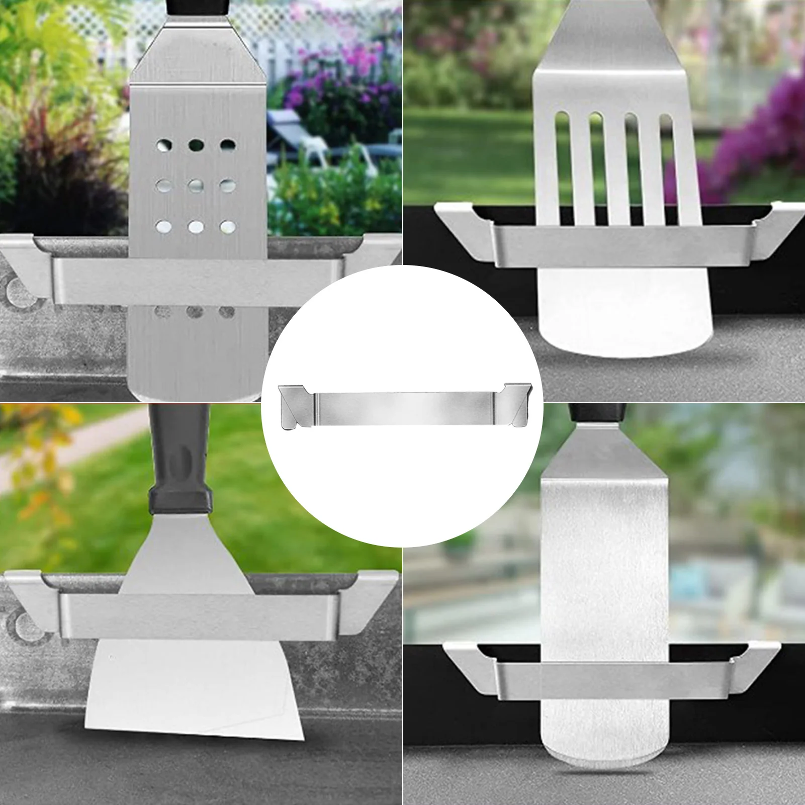 

Stainless Steel Griddle Spatula Holder Kitchen Barbecue Tool Hold Rack Griddle Accessories For Camping Griddle Space Saving