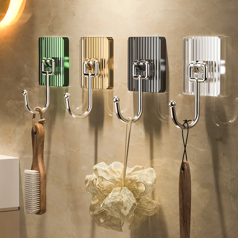 

Acrylic Wall Hook Strong Self Adhesive Wall Mounted Hook Bathroom Towel No Punching Hanging Big Size Transparent Sticky Hooks