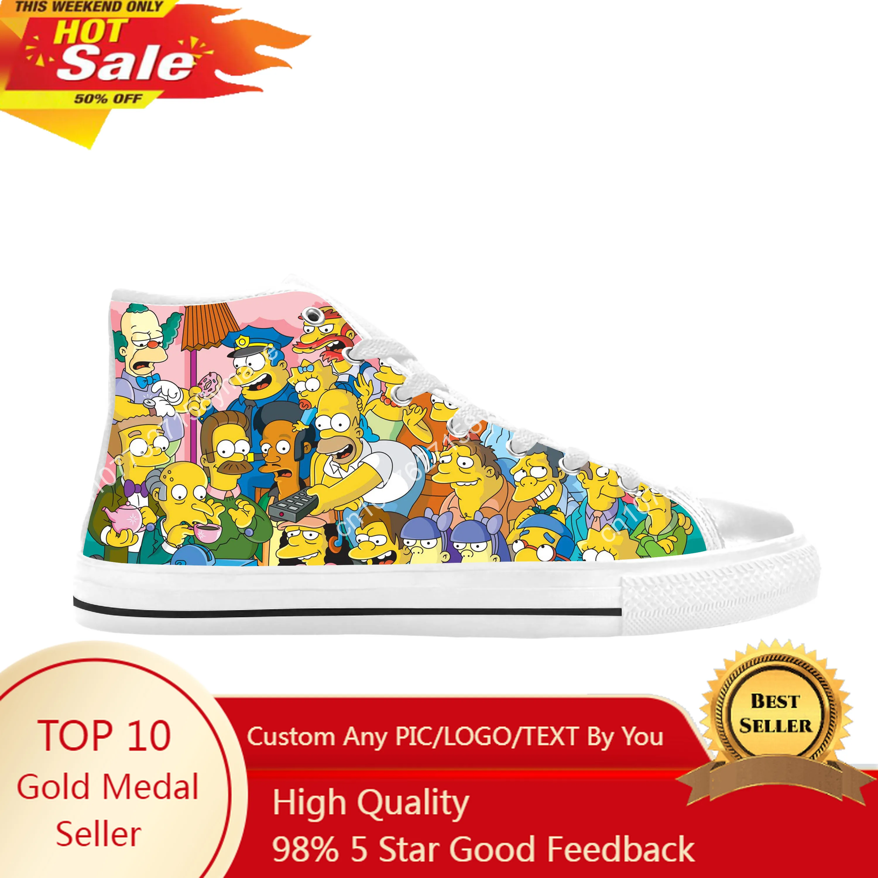 

Anime Cartoon Manga Comic Simpso Simpsonss Funny Casual Cloth Shoes High Top Comfortable Breathable 3D Print Men Women Sneakers