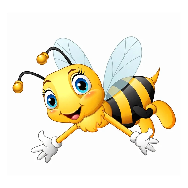 V1758 # Автомобильная наклейка, милая маленькая пчелка, мультяшная наклейка на насекомое, детская спальня, декоративная наклейка, туалет, холодильник озорная пчелка