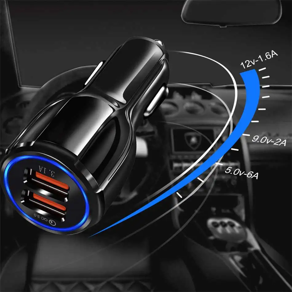 Автомобильное зарядное устройство USB A 2 порта быстрая зарядка 3 0 быстрое адаптер