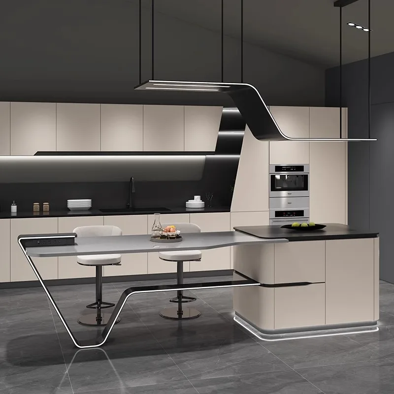 Обеденный стол Gaoding Island интегрированный с выдвижным направляющим столом из