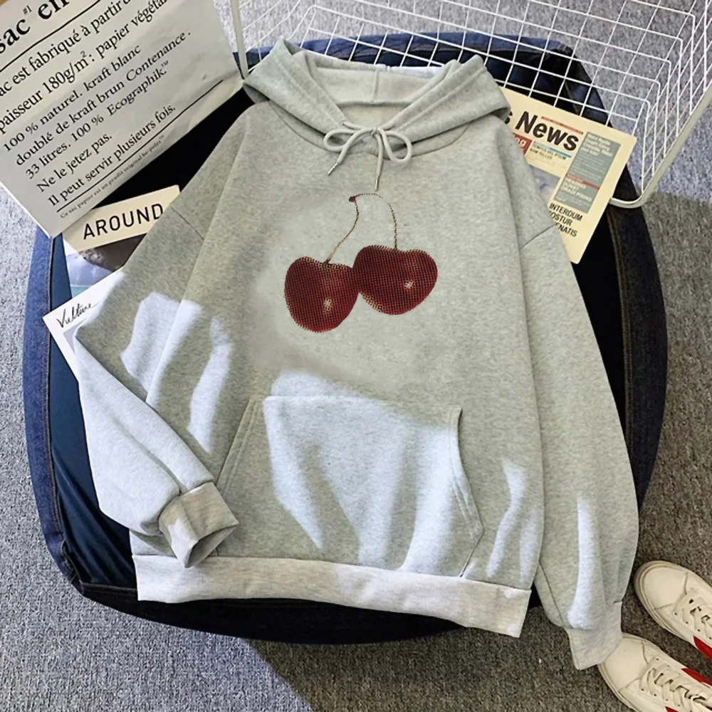Cherry hoodie Japanese elegant designer printed design anime comic teen sweatshirts hoddie youthful comfortable trendy