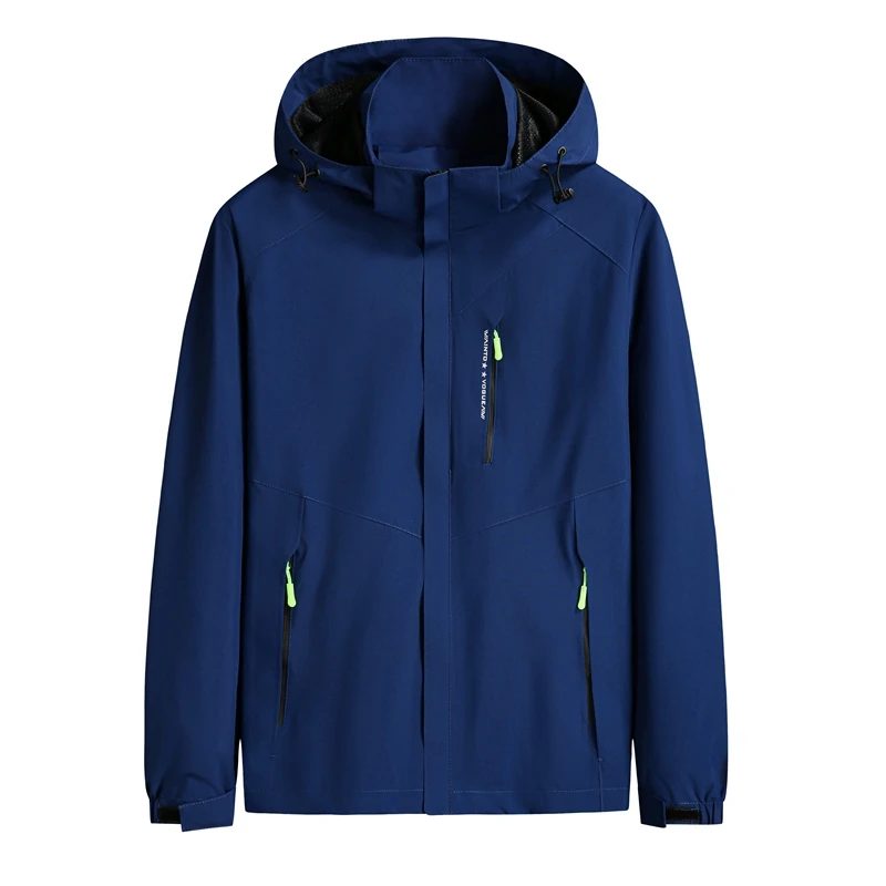 Мужская одежда больших размеров куртка со съемной шапкой уличная ветрозащитная