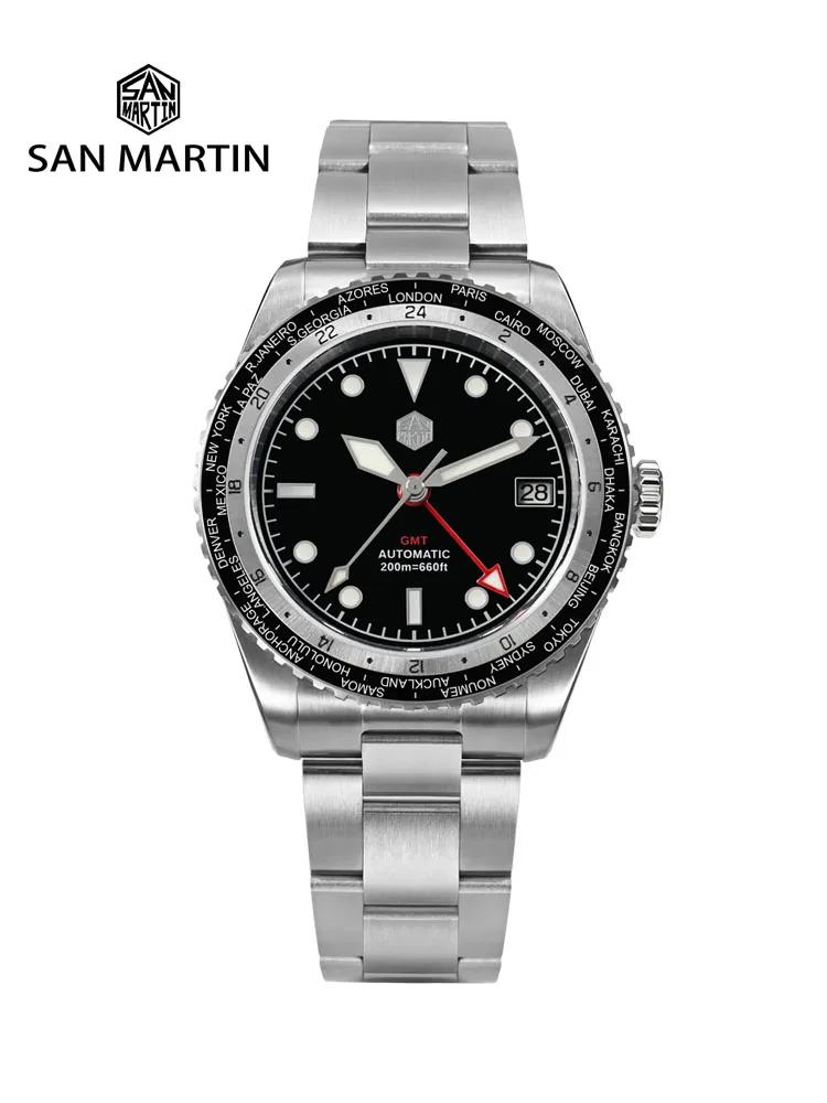 San Martin 2023 New Men Watches Luxury Sports Diving Watch Japan NH34 GMT Business Automatic Mechanical Sapphire Waterproof 200m