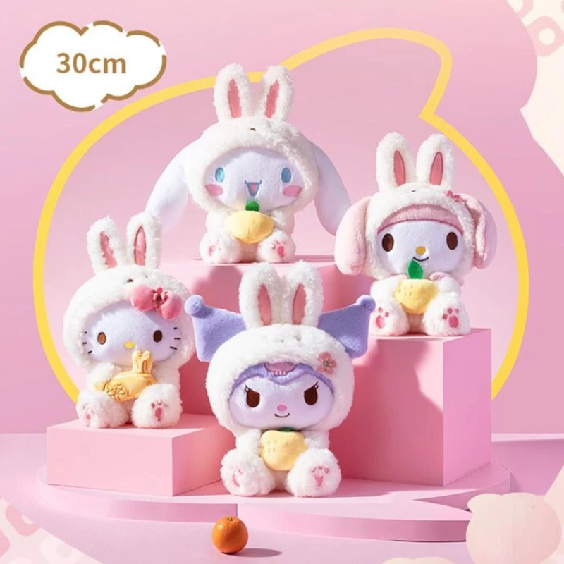 

Kawaii Sanliou Cross-dressing Rabbit Sitting Doll Cinnamoroll Plush Doll Toys Hobbies Stuffed Animals Holiday Gifts for Children