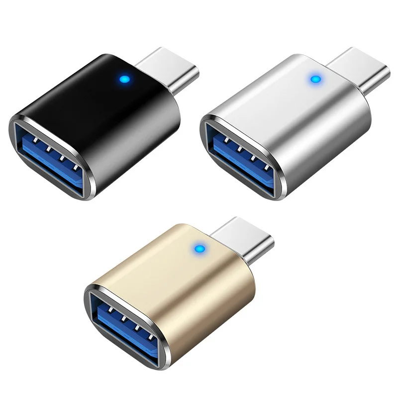 

New OTG Adapter Type C To USB3.0 Connector with Indicator for Mobile Phone Data Cable Male To Female Converter USB C Adapters