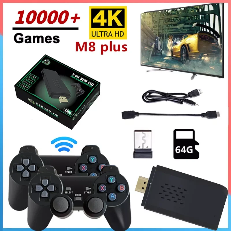 

Video Game Sticks Console 2.4G Double Wireless Controller Game Stick 4K 10000 Games 64GB Retro Games For PS1 GBA Dropshipping