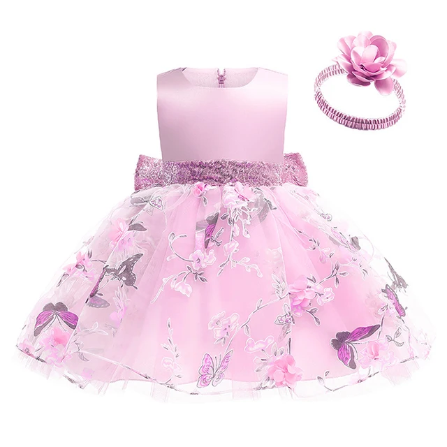 1 2 3 4 5 Years Baby Girls Dress Flower Butterfly Summer Mesh Fashion Embroidery Cute Princess Dress Birthday Gift Kids Clothes 1