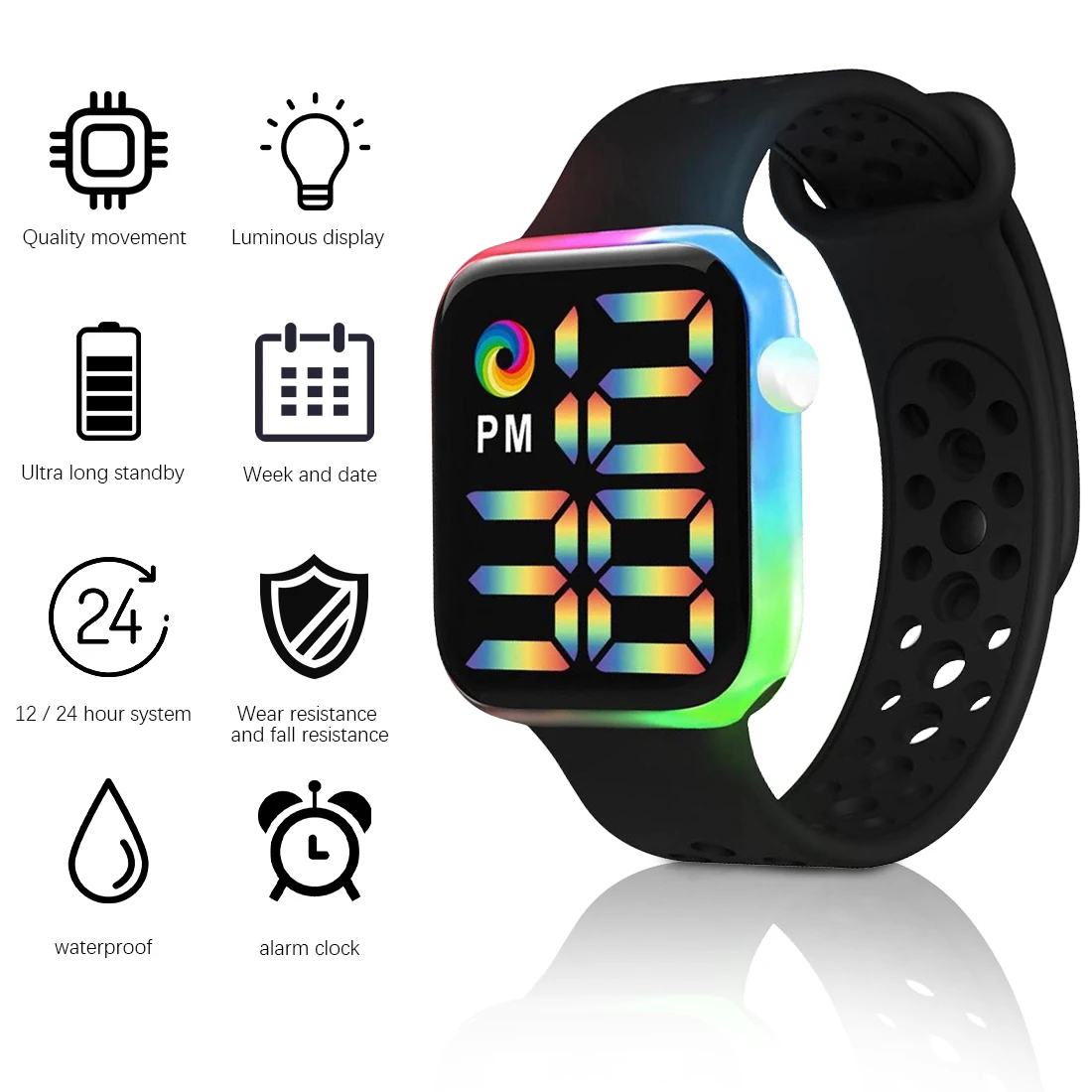 

Fashion Cool Rainbow Wrist Watches LED Digital Watch Y1 For Men Women Sports Watch Electronic Clock Hodinky Reloj Hombre