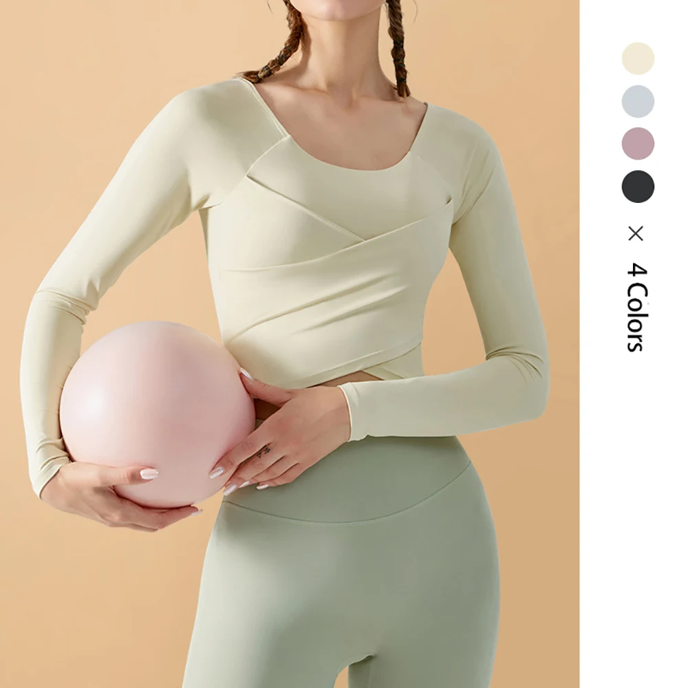 Vnazvnasi Yoga Sport Top Women Long Sleeve Fitness Shirts Slim Tights Crop Top Gym Shirt Workout Women Clothing Yoga Tops