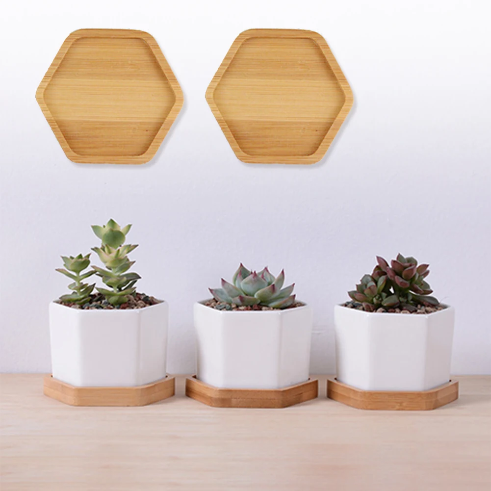 

Bamboo Wood Flower Pot Tray 3 Style Creative Saucer Plant Tray Holder Home Decor Mini Plant Stand Favor Succulent Pot Tray