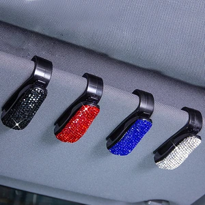 Clips for Car Accessories Rhinestone Crystal Glasses Clip Car Sun Visor Mount Sunglasses Holder Fastener Interior Decoration
