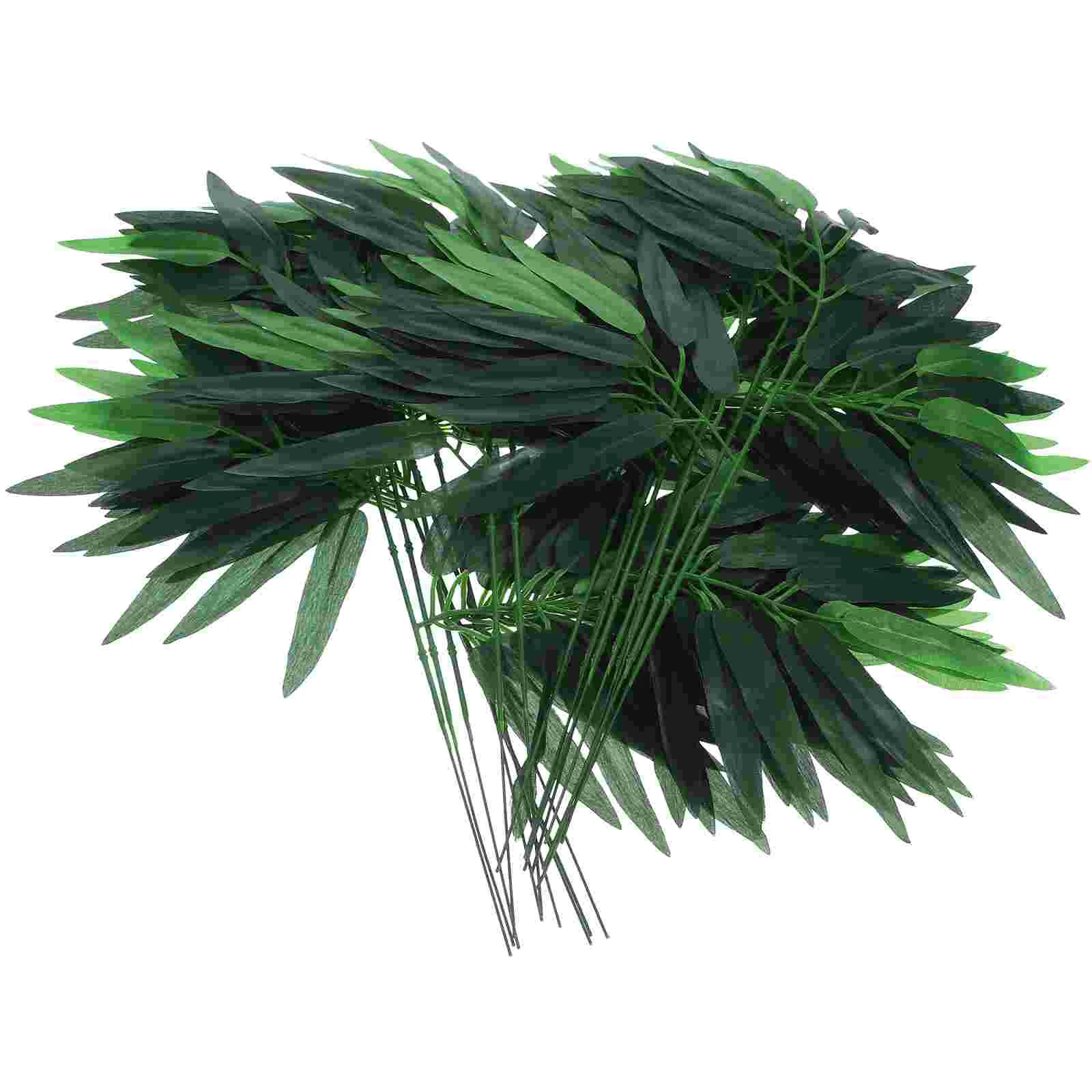 

Leaves Artificial Bamboo Fake Decorative Greenery Branches Stems Decoration Green Faux Olive Leaf Palm Artifical Crafts Branch