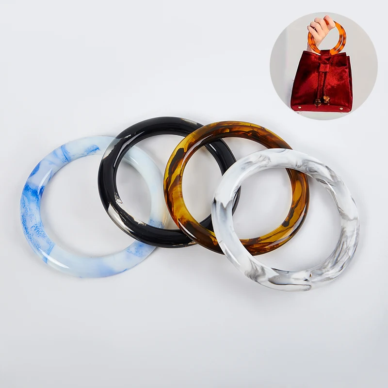 

1pc Round Resin Bamboo Bag Handle For Handbag Handcrafted Replacement For DIY Bags Accessories