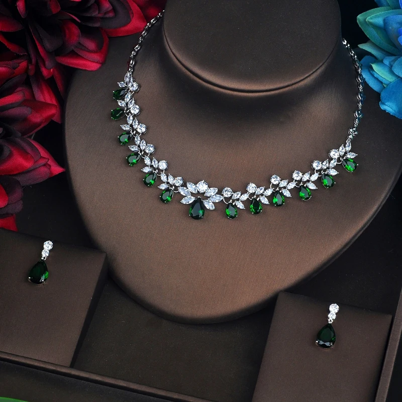 

Fashion Brilliant Red Cubic Zirconia Bridal Jewelry Sets For Women Pendant Set Dress Accessories Necklace Set Party Gifts N-582