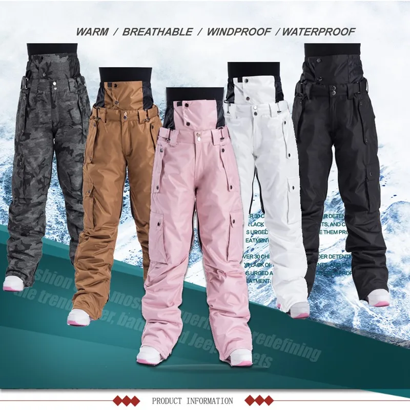 Couples Premium Ski Pants Men Women Windproof Waterproof Warm Ice Snow Trousers Winter Skiing Snowboarding Pants Outdoor Wear