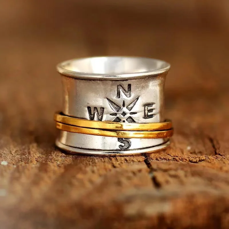 

Vintage Women's Engraved Letters Decompression Rings Creative Personality Collection Rings Women Gifts Fashion Jewelry
