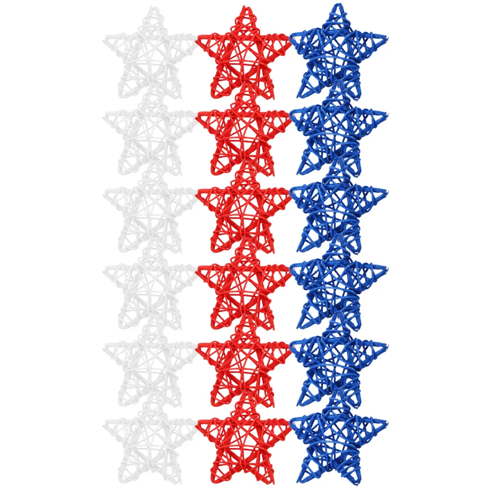 

24pcs Small Rustic 4th Of July Star Ornaments Rattan Star Ornaments Wicker Rattan Stars Star Shaped Wicker Balls