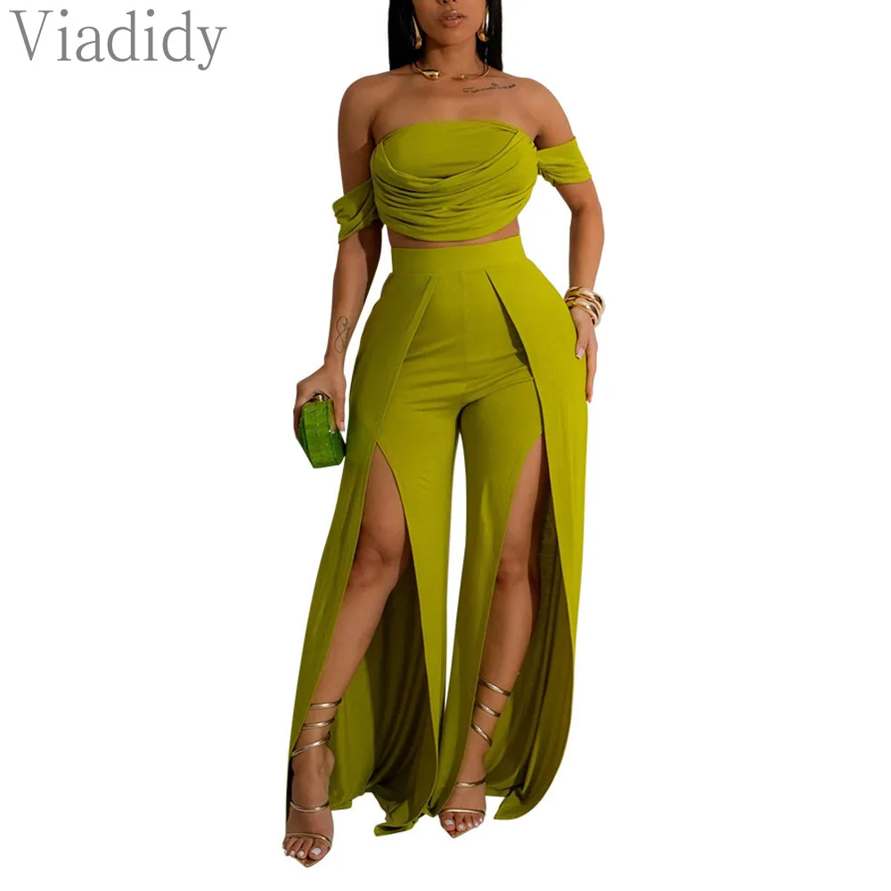 Женский пикантный однотонный топ с вырезом лодочкой и открытыми плечами брюки