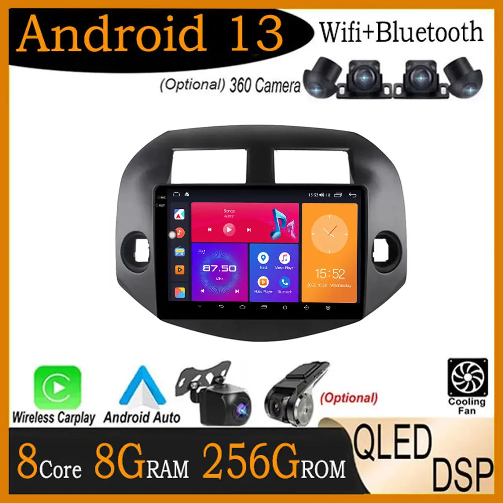 

10 Inch For Toyota RAV4 RAV 4 2005-2013 Android 13 IPS QLED Car WIFI 4G Radio Player Carplay Multimedia Navigation Stereo Screen