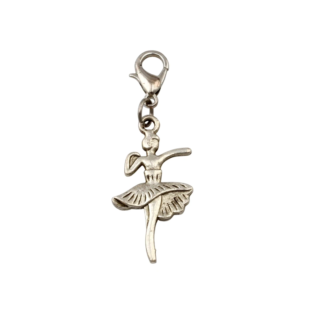 

100pcs Tibetan Silver Alloy Ballet Dancer Girl Floating Lobster Clasps Charm For Jewelry Making 14.5x39mm A- 344a