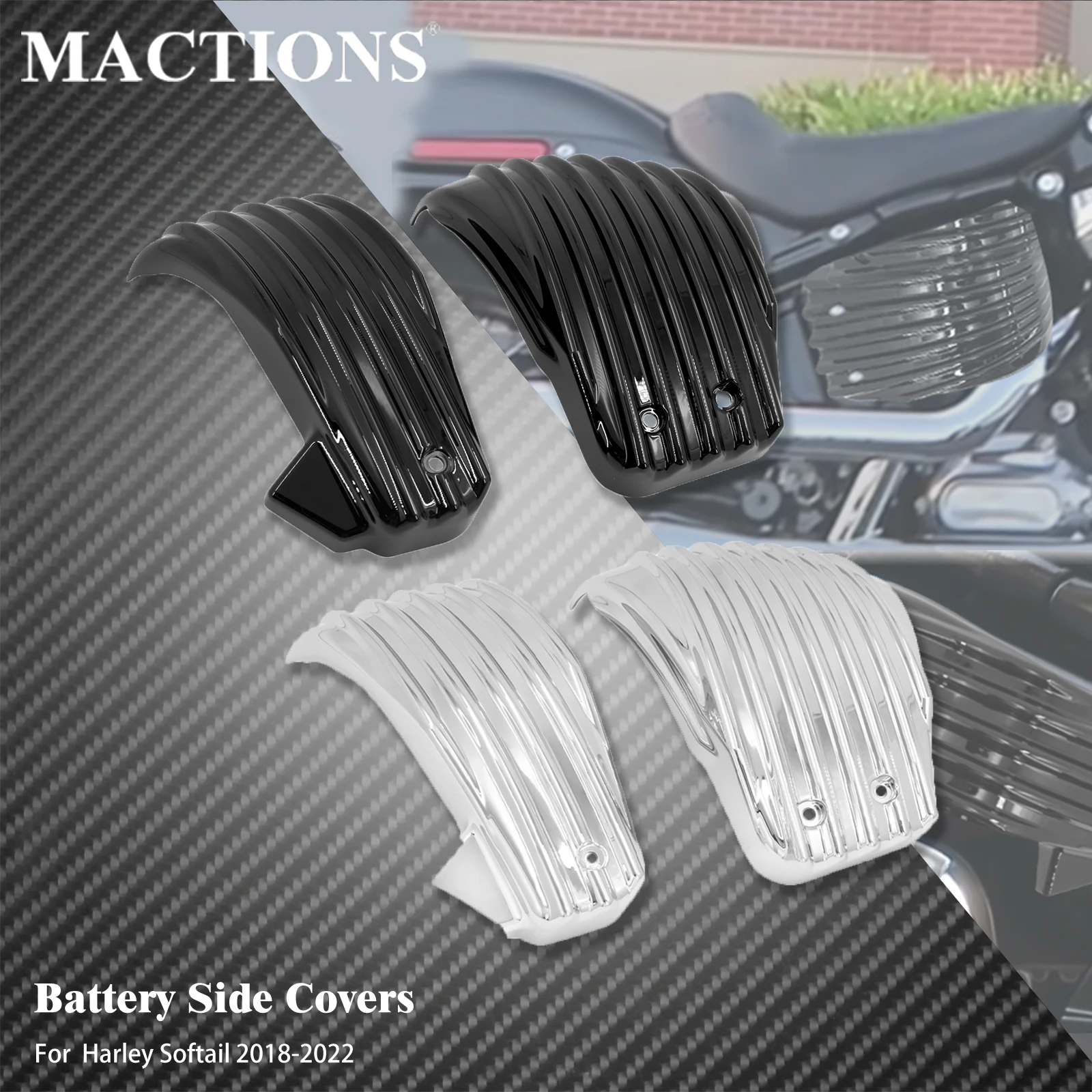 

2xMotorcycle ABS Stripe Battery Side Covers Fairing For Harley Softail Fat Boy Breakout Fat Street Bob FXDR FXSB FLSTF 2018-2022