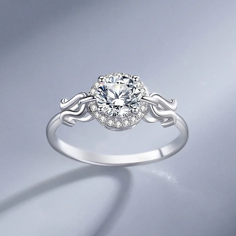 

New Shining Moissanite Ring Women's 925 Sterling Silver European and American Light Luxury Wedding Ring Micro-set Ring