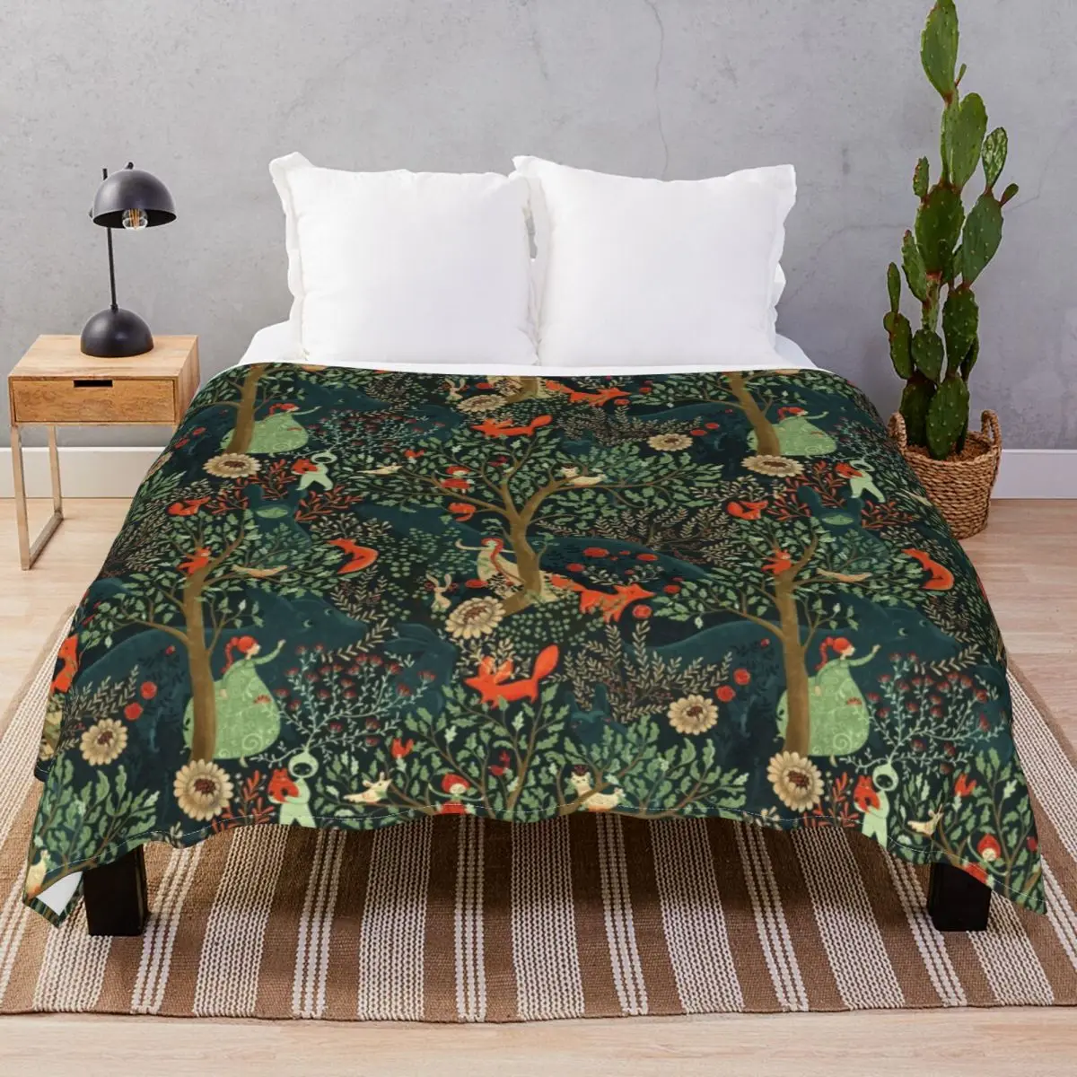 Whimsical Wonderland Blankets Flannel Spring Autumn Multifunction Throw Blanket for Bedding Home Couch Camp Cinema