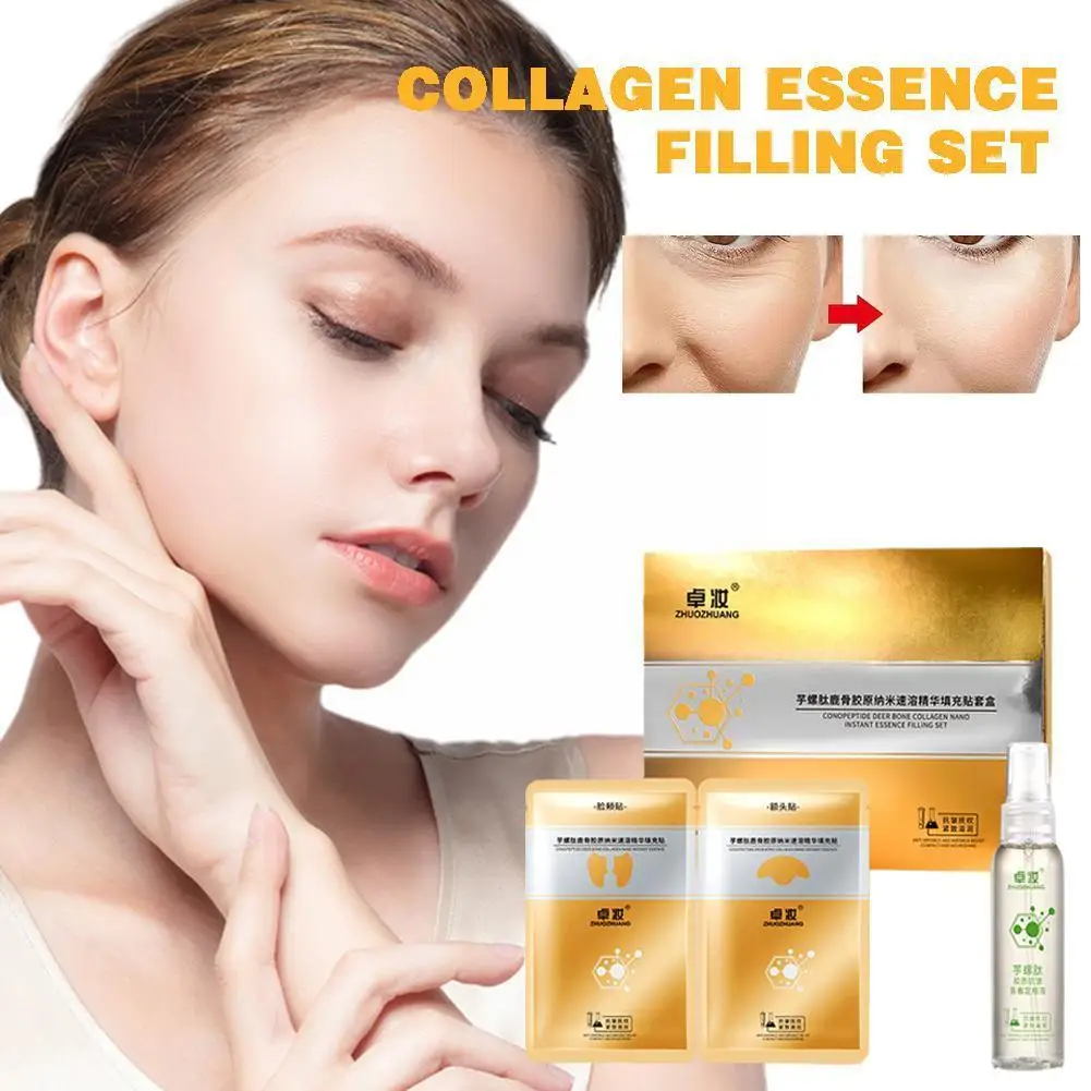 Peptide Deer Bone Collagen Face Essence Filling Essence Anti-aging Cheek Forehead Whitening Patches Reduce Wrinkles Q3D0
