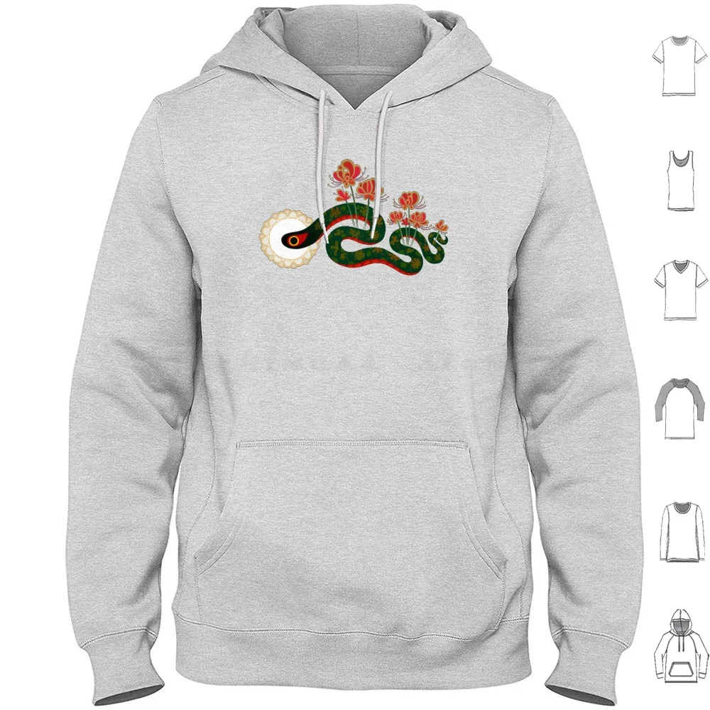 

Snake And Flower Hoodies Long Sleeve Snake Flower Animal Nature Beautiful Blue Yellow White Pattern Grey Animals