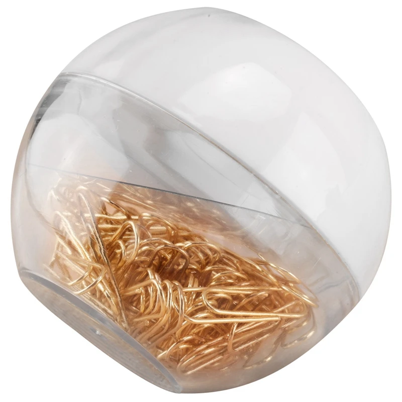 

Gold Paper Clips In Elegant Magnetic Marble White Clip Holder, 28Mm, 100 Clips Per Box