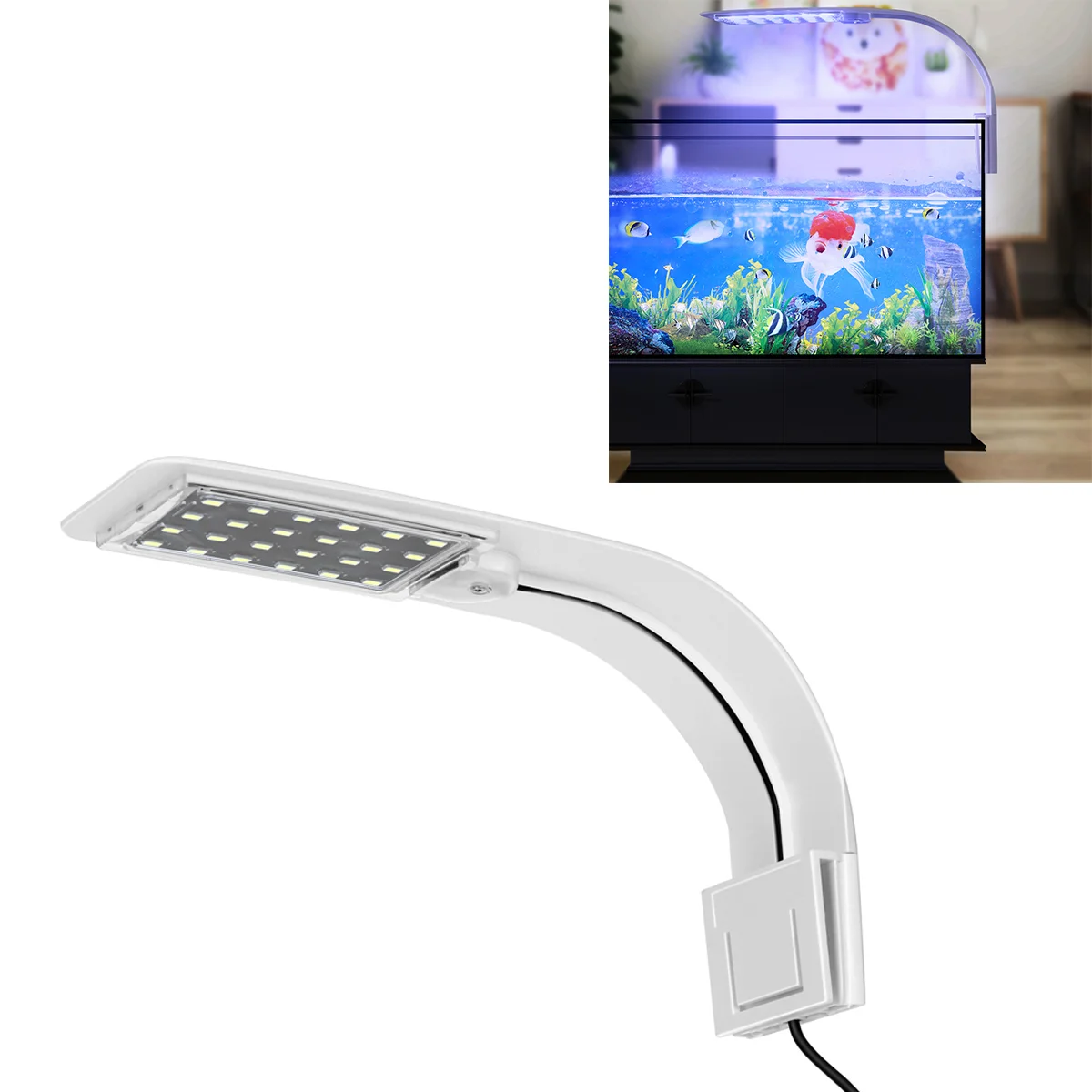 

LED Aquarium Plants Grow Lighting Creative Clip-on Lamp with Plug (White)