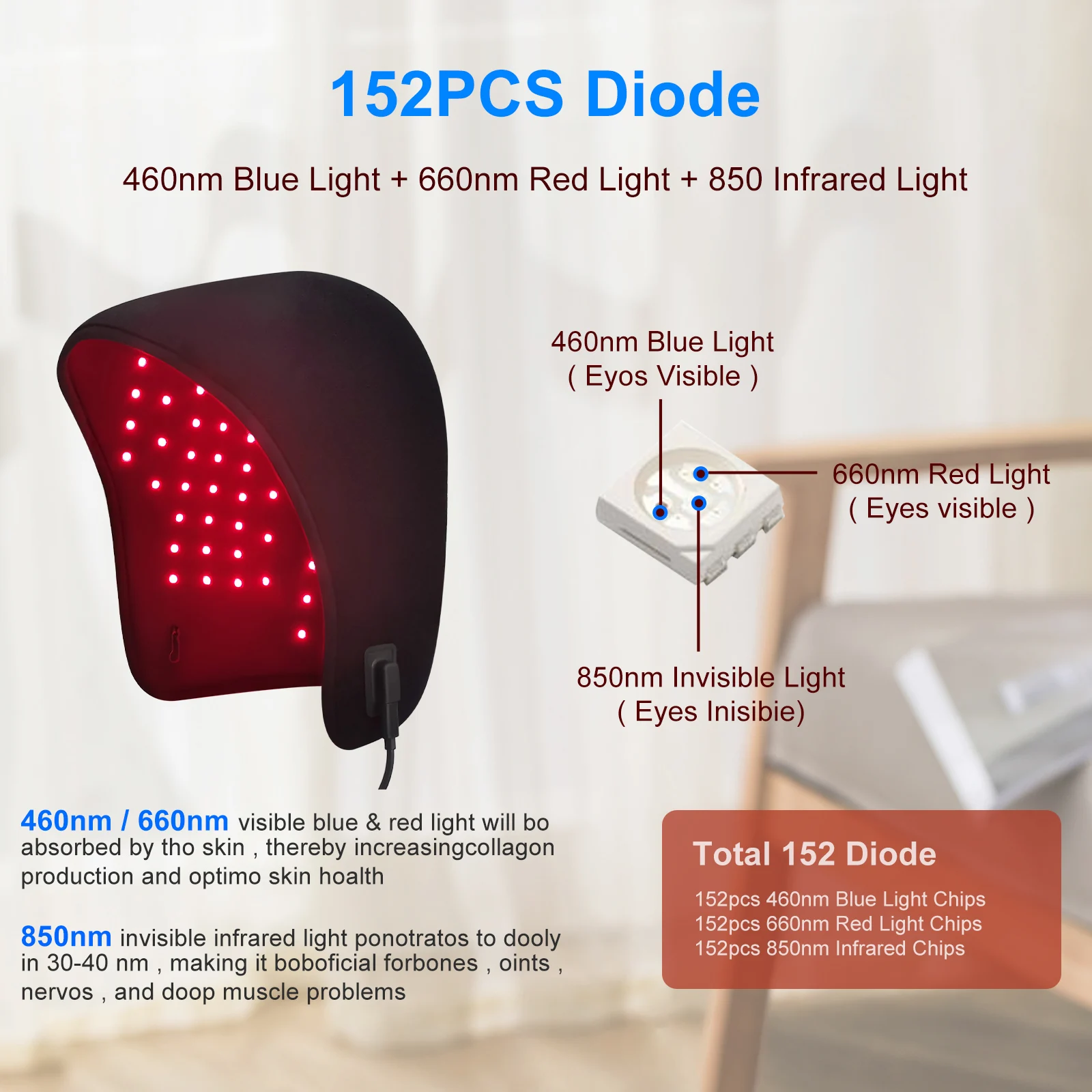 Meetu 650nm 810 Лазерная светодиодная красная фототерапия головки устройства для