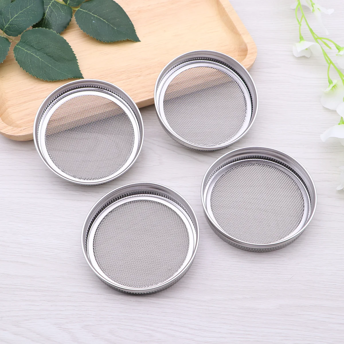 

6pcs/pack Sprouting Lids Stainless Steel Rust Resistant Sturdy Sprouting Screen Strainer Lid for Can Jar