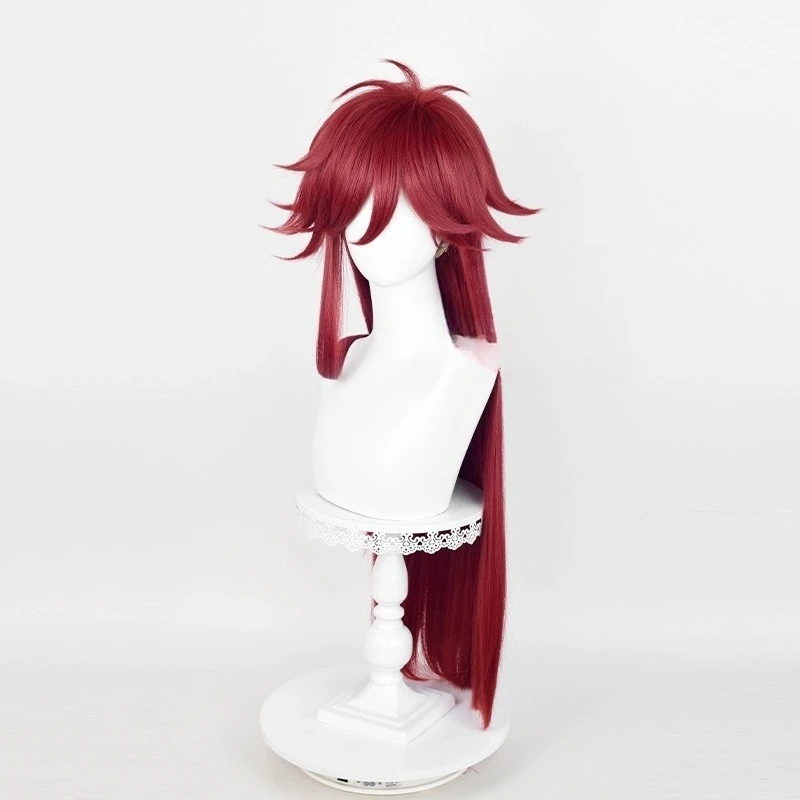 Фото Парик для косплея Grell Sutcliff, длина 90 см, прямой, темно-розово-красный парик, косплей, аниме, парик для косплея, термостойкие синтетические парики №2