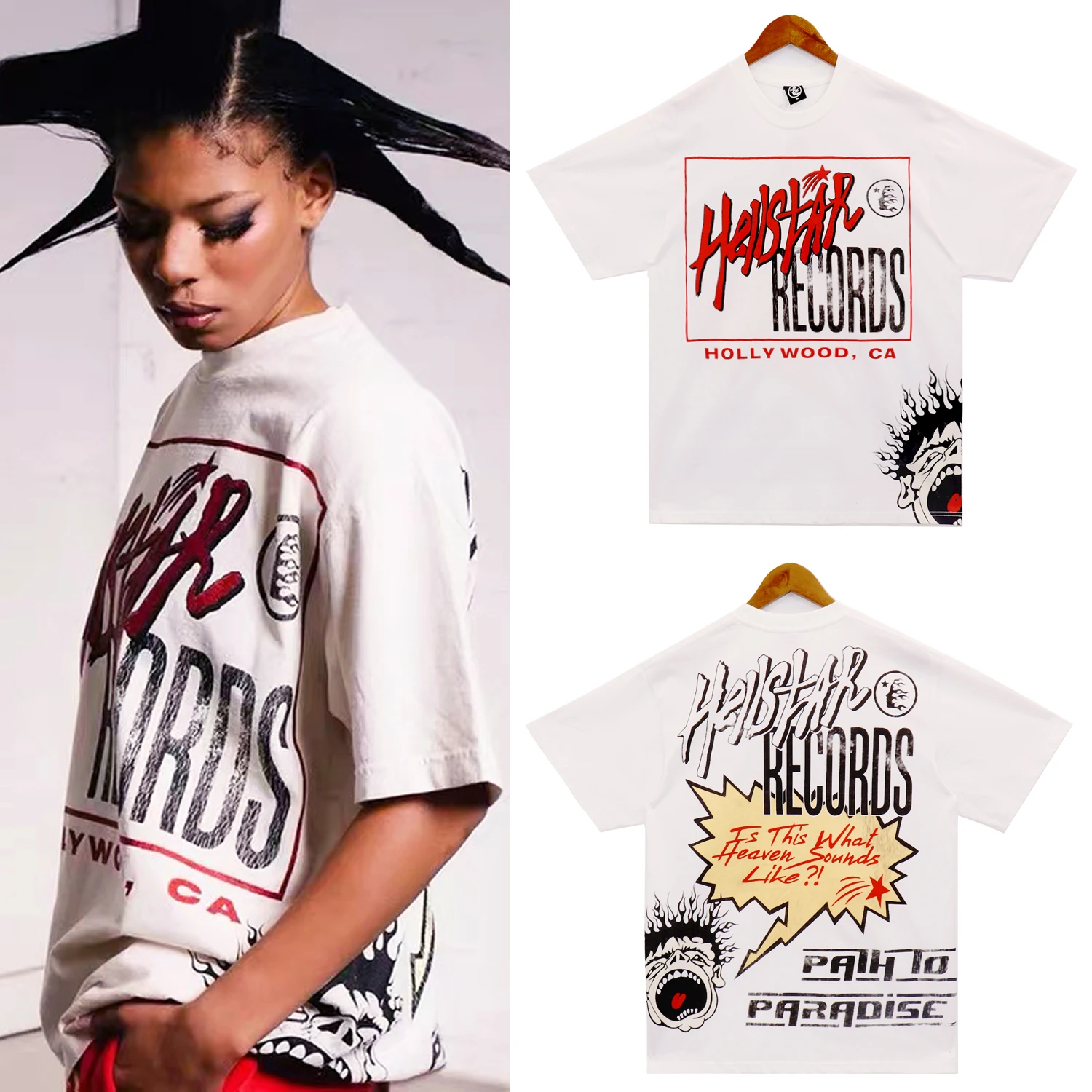

2023 Hellstar hip hop spoof graffiti print casual T-shirt cotton crewneck short sleeve hip hop streetwear men's and women's tops