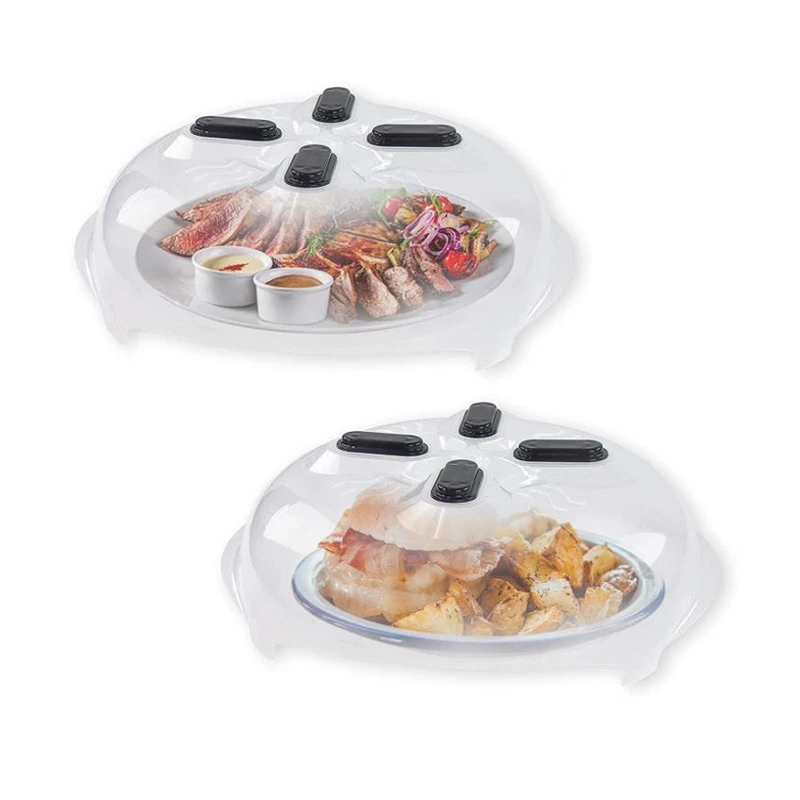 

2 Pcs Magnetic Microwave Plate Cover,Microwave Cover For Food,Microwave Splatter Cover,Plate Serving Covers,Steam Vented