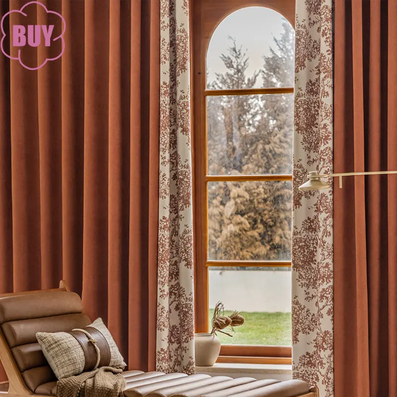 

Modern Curtains For Living Dining Room Bedroom High-end Chenille Full Blackout Solid Color Curtains Mosaic Printing Window