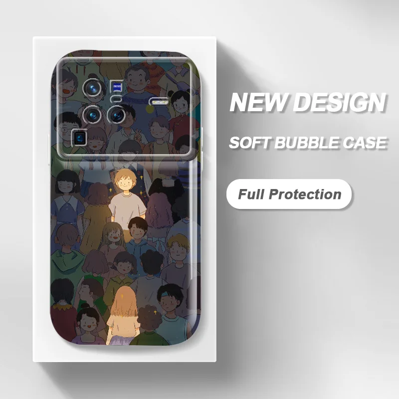 

Crowd Lovers'girlfriends Case for vivo X80 X70 X60 V20 Pro X70T X60S S7 S7T S1 Y7S Z1X iQOO Neo Soft Shockproof Phone Cover