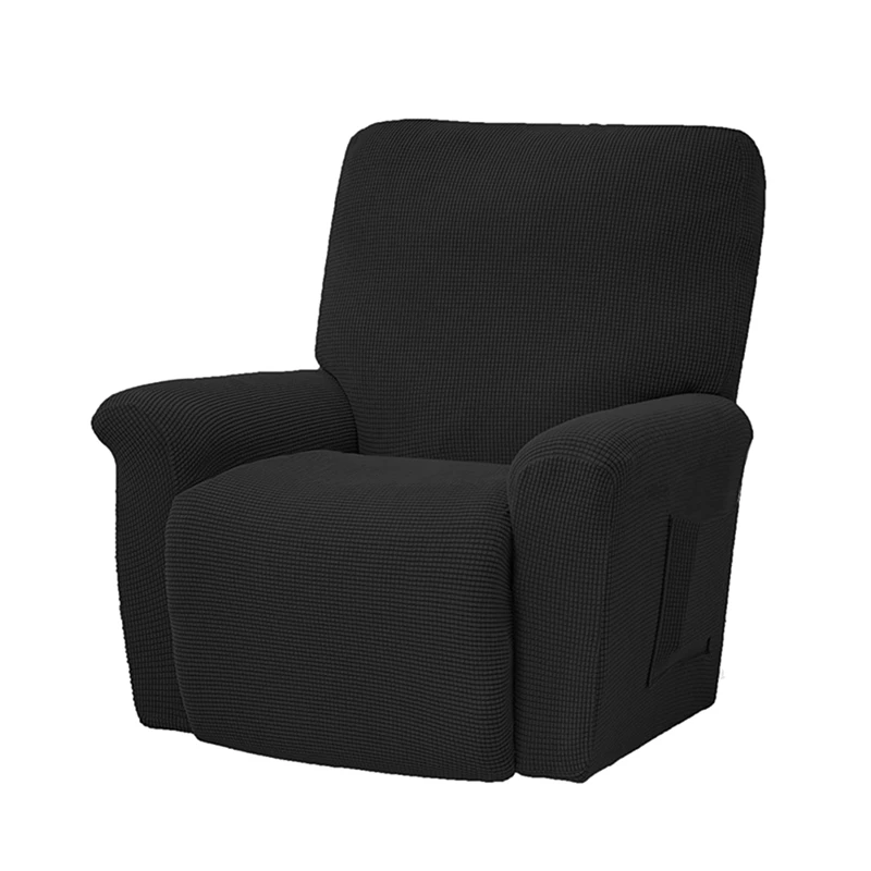 

European Lounge Chair Stretch Sofa Cap Charcoal With Thick Sheep Chair Protection Pad Non-Slip Furniture Cover