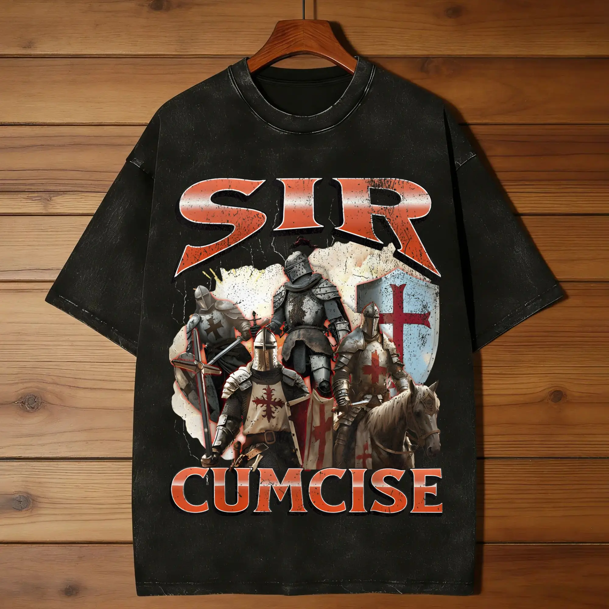 Фото Мужская футболка Sir Cumcise, выстиранная, в стиле Harajuku, летняя, Y2K, базовый дизайн, повседневный топ, идея для подарка №1
