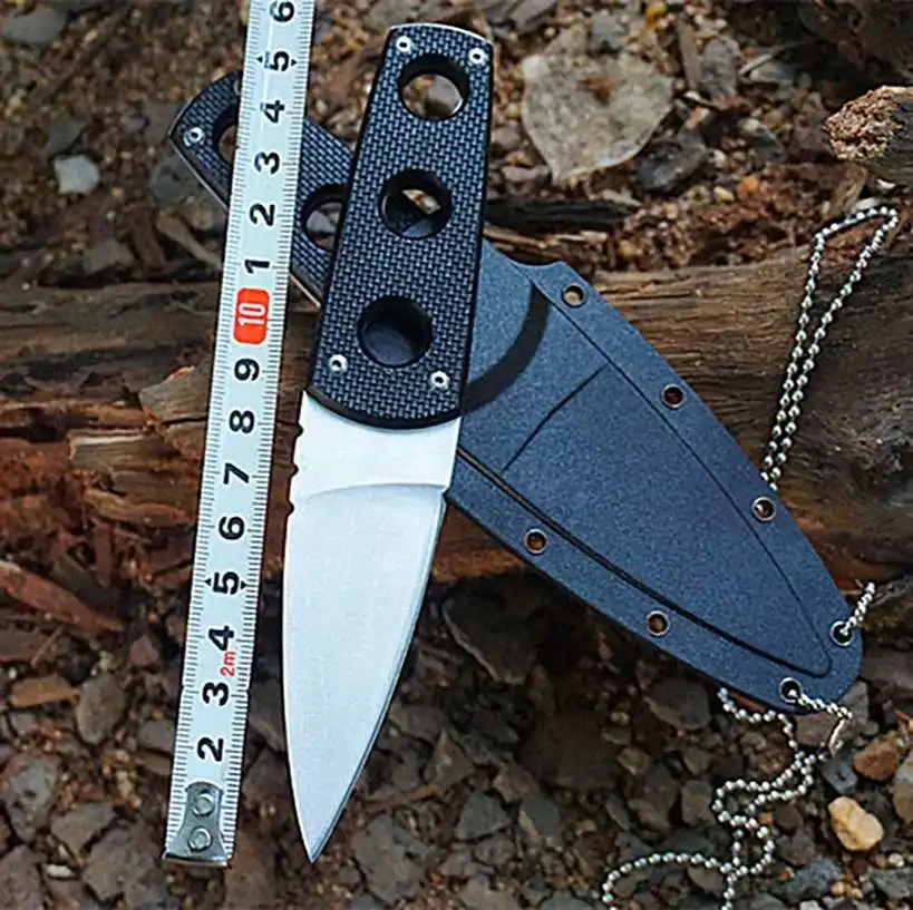 

Outdoor Hunting Knife with Sheath and Fixed Necklace, 440C Blade Knife, G10 Handle, Tactical Knife, Camping EDC Tools