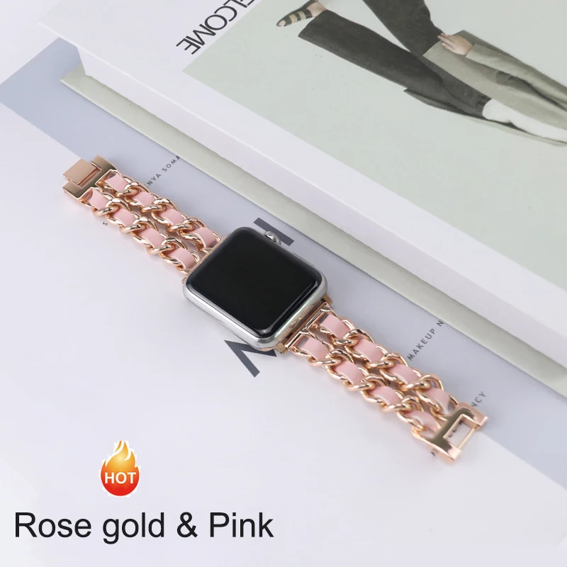 Stainless Steel Strap For Apple Watch Series 8 Band 41/45mm Leather iWatch 7 6 5 4 3 Correa 40/44mm Ultra 49mm Band Accessories